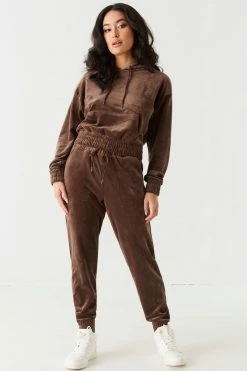 Stitches Ladies Tops Soft Velour Cinched Waist Hoodie