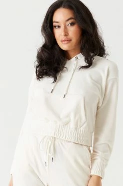 Stitches Ladies Tops Soft Velour Cinched Waist Hoodie