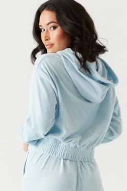 Stitches Ladies Tops Soft Velour Cinched Waist Hoodie