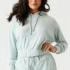 Stitches Ladies Tops Soft Velour Cinched Waist Hoodie