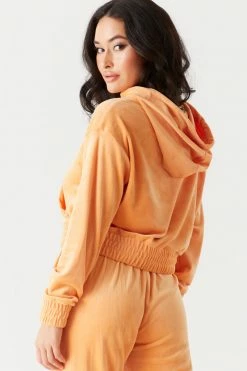 Stitches Ladies Tops Soft Velour Cinched Waist Hoodie