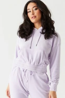 Stitches Ladies Tops Soft Velour Cinched Waist Hoodie