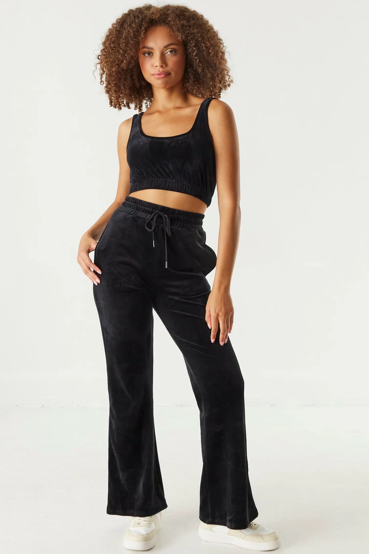 Stitches Ladies Tops Velour Cinched Hem Cropped Tank 6 Stitches Ladies Tops Velour Cinched Hem Cropped Tank