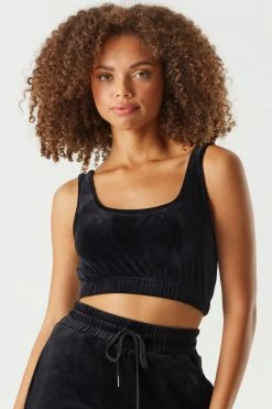Stitches Ladies Tops Velour Cinched Hem Cropped Tank 18 Stitches Ladies Tops Velour Cinched Hem Cropped Tank