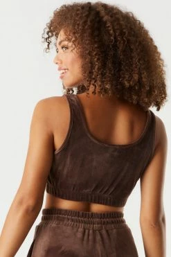 Stitches Ladies Tops Velour Cinched Hem Cropped Tank 22 Stitches Ladies Tops Velour Cinched Hem Cropped Tank