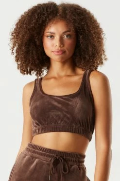 Stitches Ladies Tops Velour Cinched Hem Cropped Tank 21 Stitches Ladies Tops Velour Cinched Hem Cropped Tank