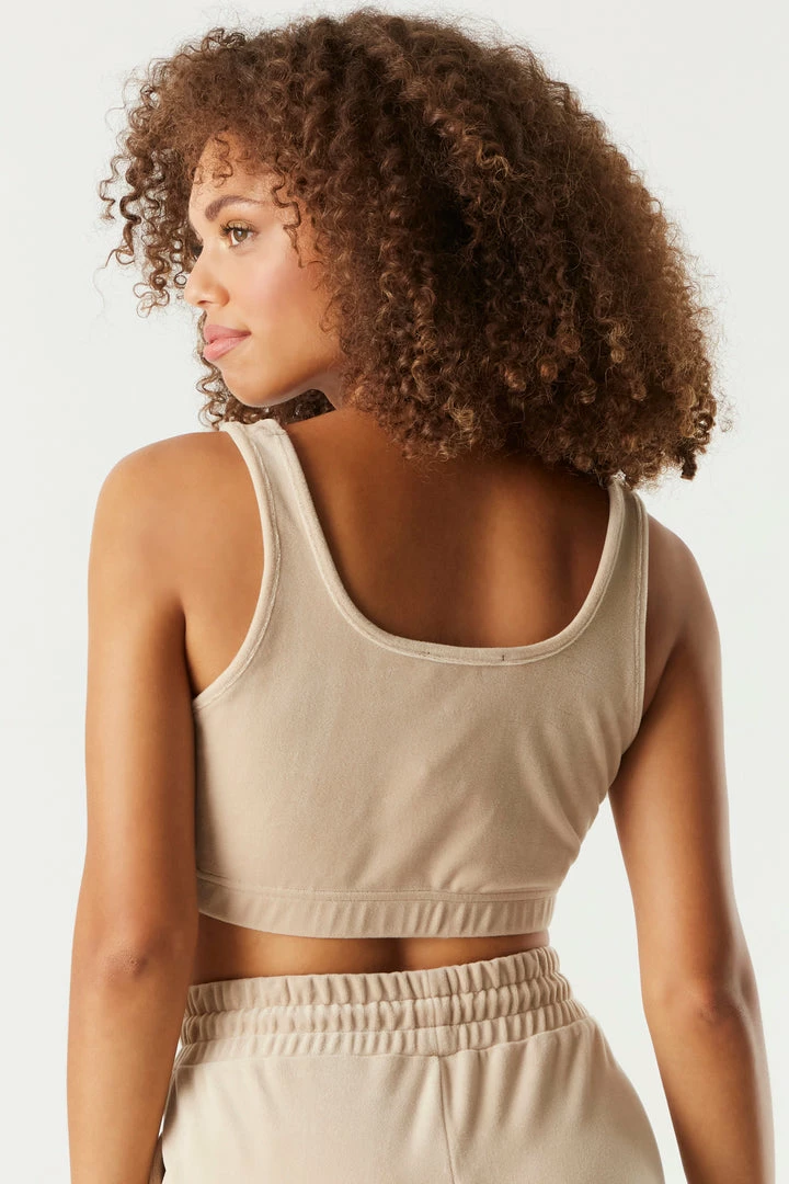 Stitches Ladies Tops Velour Cinched Hem Cropped Tank 2 Stitches Ladies Tops Velour Cinched Hem Cropped Tank