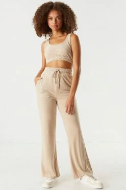 Stitches Ladies Tops Velour Cinched Hem Cropped Tank 17 Stitches Ladies Tops Velour Cinched Hem Cropped Tank