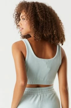 Stitches Ladies Tops Velour Cinched Hem Cropped Tank 25 Stitches Ladies Tops Velour Cinched Hem Cropped Tank