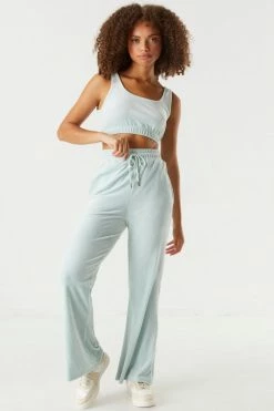 Stitches Ladies Tops Velour Cinched Hem Cropped Tank 26 Stitches Ladies Tops Velour Cinched Hem Cropped Tank