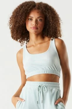 Stitches Ladies Tops Velour Cinched Hem Cropped Tank 24 Stitches Ladies Tops Velour Cinched Hem Cropped Tank