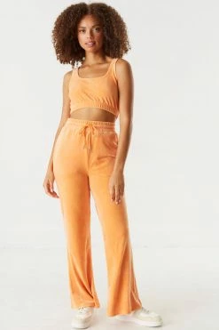 Stitches Ladies Tops Velour Cinched Hem Cropped Tank 29 Stitches Ladies Tops Velour Cinched Hem Cropped Tank