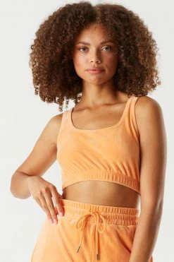 Stitches Ladies Tops Velour Cinched Hem Cropped Tank 27 Stitches Ladies Tops Velour Cinched Hem Cropped Tank