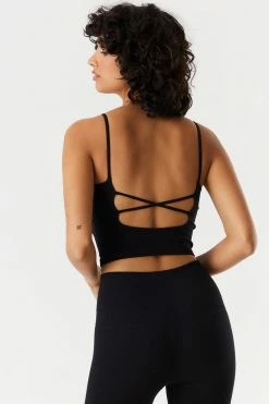 Stitches Ladies Seamless Ribbed Criss Cross Back Cropped Tank 15 Stitches Ladies Seamless Ribbed Criss Cross Back Cropped Tank