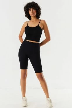 Stitches Ladies Seamless Ribbed Criss Cross Back Cropped Tank 16 Stitches Ladies Seamless Ribbed Criss Cross Back Cropped Tank