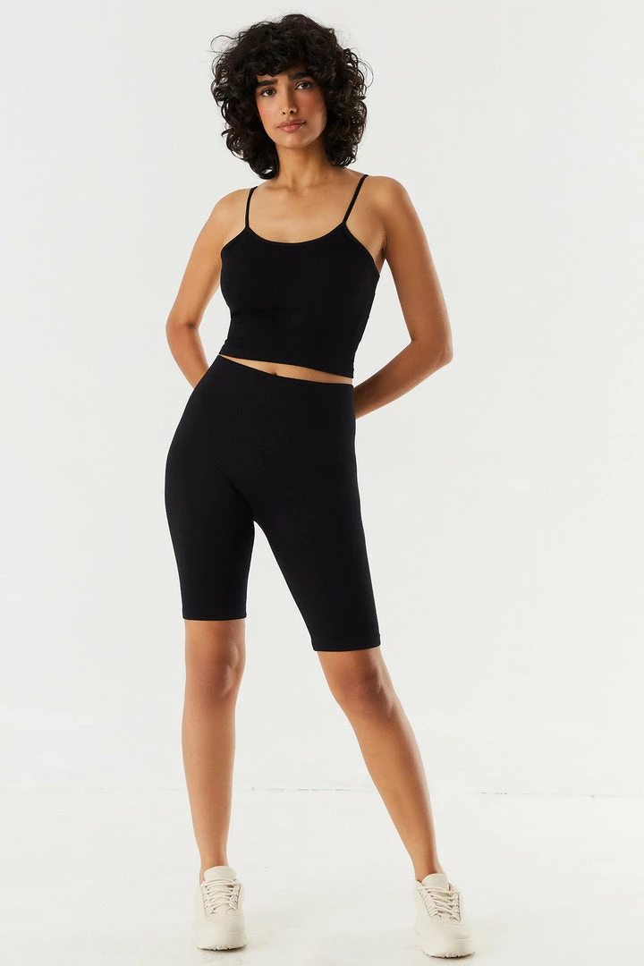 Stitches Ladies Seamless Ribbed Criss Cross Back Cropped Tank 4 Stitches Ladies Seamless Ribbed Criss Cross Back Cropped Tank