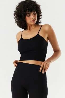 Stitches Ladies Seamless Ribbed Criss Cross Back Cropped Tank