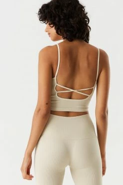 Stitches Ladies Seamless Ribbed Criss Cross Back Cropped Tank 18 Stitches Ladies Seamless Ribbed Criss Cross Back Cropped Tank