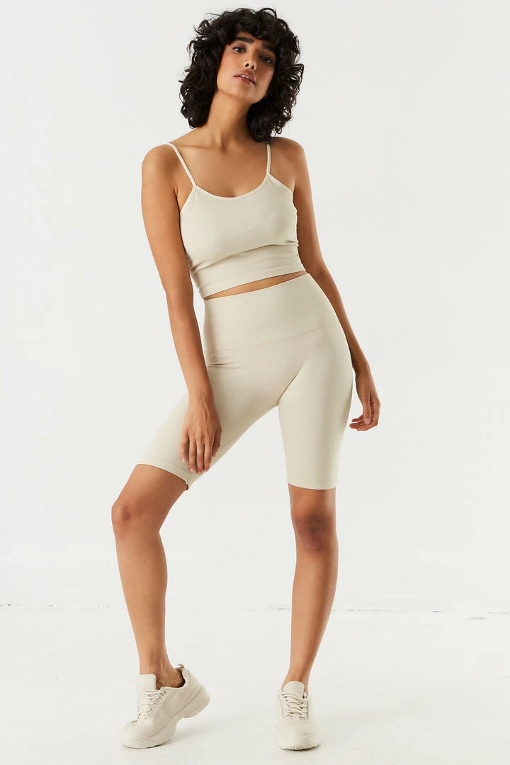 Stitches Ladies Seamless Ribbed Criss Cross Back Cropped Tank 7 Stitches Ladies Seamless Ribbed Criss Cross Back Cropped Tank