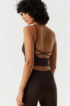 Stitches Ladies Seamless Ribbed Criss Cross Back Cropped Tank 20 Stitches Ladies Seamless Ribbed Criss Cross Back Cropped Tank