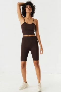 Stitches Ladies Seamless Ribbed Criss Cross Back Cropped Tank 21 Stitches Ladies Seamless Ribbed Criss Cross Back Cropped Tank