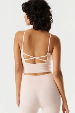 Stitches Ladies Seamless Ribbed Criss Cross Back Cropped Tank 24 Stitches Ladies Seamless Ribbed Criss Cross Back Cropped Tank