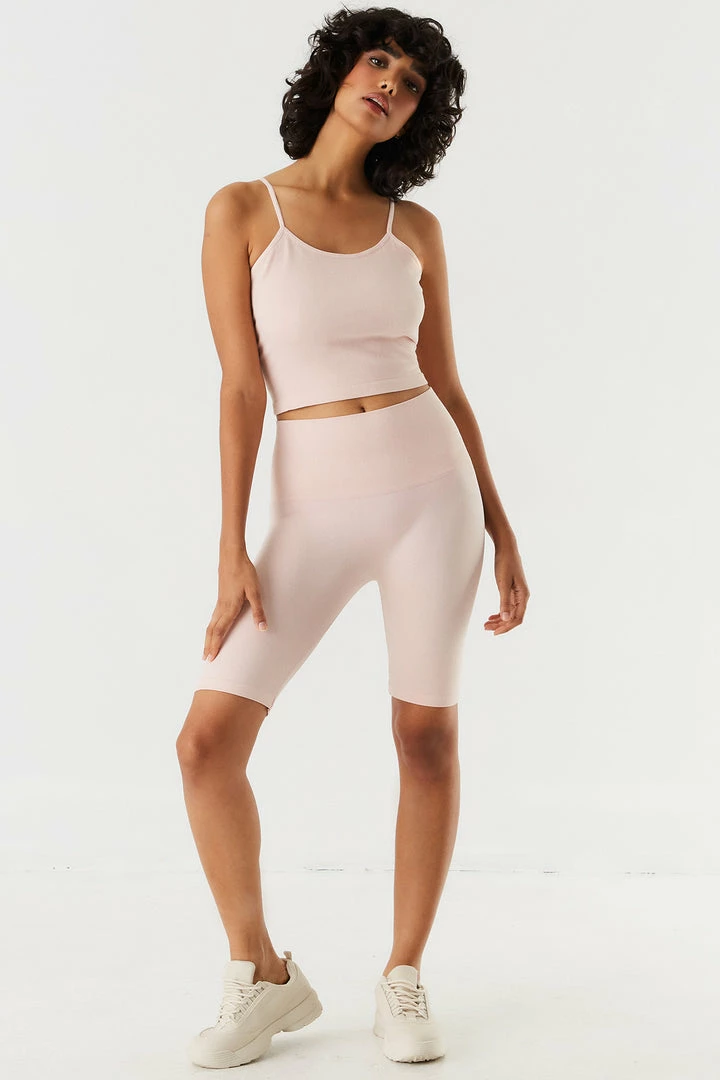 Stitches Ladies Seamless Ribbed Criss Cross Back Cropped Tank 13 Stitches Ladies Seamless Ribbed Criss Cross Back Cropped Tank