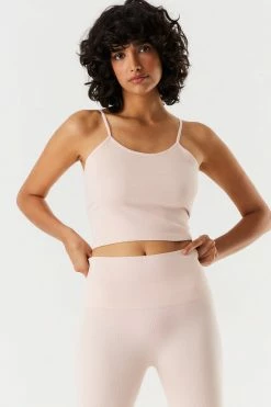 Stitches Ladies Seamless Ribbed Criss Cross Back Cropped Tank 23 Stitches Ladies Seamless Ribbed Criss Cross Back Cropped Tank