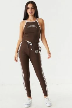 Stitches Ladies Tops Soft High Neck California Graphic Cropped Tank