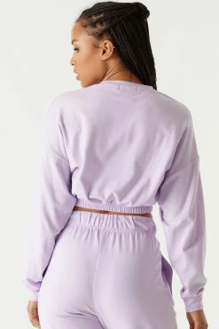 Stitches Ladies Tops Soft Fleece Cinched Hem Graphic Long Sleeve Top