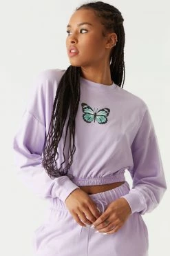 Stitches Ladies Tops Soft Fleece Cinched Hem Graphic Long Sleeve Top