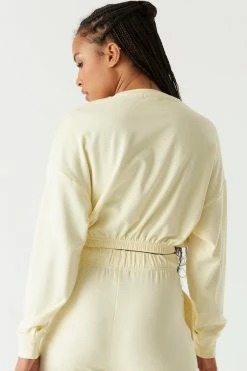 Stitches Ladies Tops Soft Fleece Cinched Hem Honey Graphic Long Sleeve Top