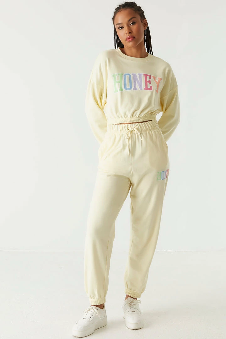 Stitches Ladies Soft Fleece Honey Graphic Jogger 5 Stitches Ladies Soft Fleece Honey Graphic Jogger