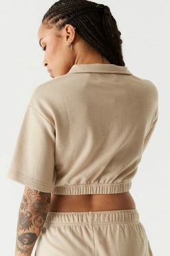 Stitches Ladies Tops Fleece LA Graphic Embroidered Polo Top