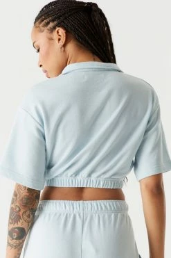 Stitches Ladies Tops Fleece Originals Graphic Embroidered Polo Top