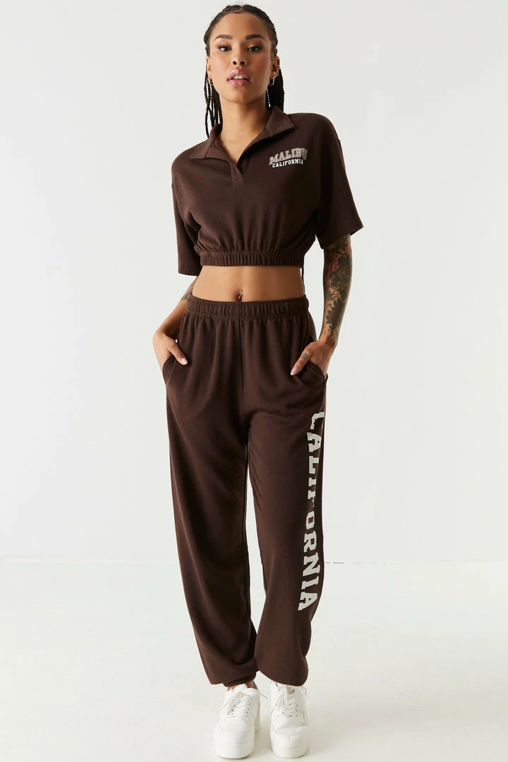 Stitches Ladies Fleece California Graphic Embroidered Polo Top Tops 4 Stitches Ladies Fleece California Graphic Embroidered Polo Top Tops