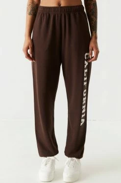 Stitches Ladies Fleece California Graphic High-Rise Boyfriend Joggers Bottoms