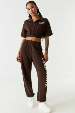 Stitches Ladies Fleece California Graphic High-Rise Boyfriend Joggers Bottoms