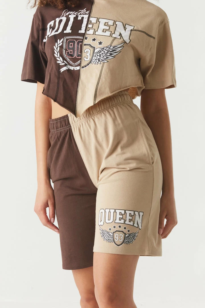 Stitches Ladies Bottoms Split Print Queen Graphic Basketball Short 2 Stitches Ladies Bottoms Split Print Queen Graphic Basketball Short