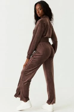 Stitches Ladies Bottoms Velour Drawstring Slit Jogger