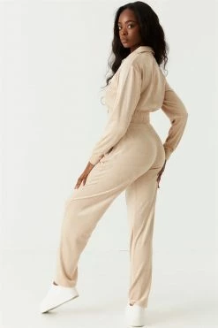 Stitches Ladies Bottoms Velour Drawstring Slit Jogger