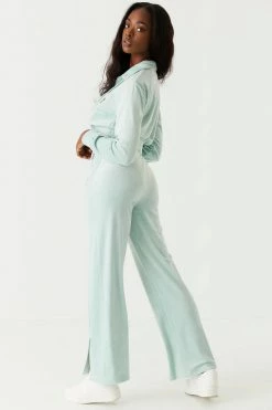 Stitches Ladies Bottoms Velour Drawstring Slit Jogger