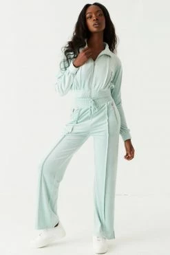 Stitches Ladies Bottoms Velour Drawstring Slit Jogger