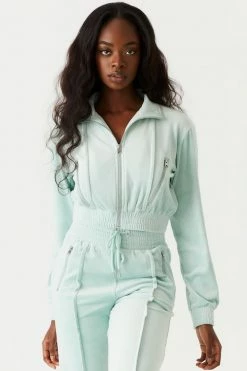 Stitches Ladies Velour Mock Neck Zip-Up Cropped Sweater Sets