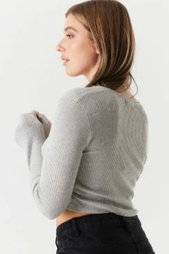 Stitches Ladies Ribbed Long Sleeve Cropped Cardigan 19 Stitches Ladies Ribbed Long Sleeve Cropped Cardigan