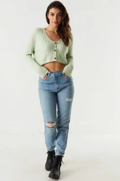 Stitches Ladies Relaxed Ribbed Knit Cropped Cardigan 23 Stitches Ladies Relaxed Ribbed Knit Cropped Cardigan