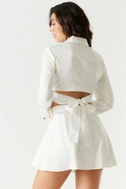 Stitches Ladies Long Sleeve Crossover Self-Tie Satin Blazer