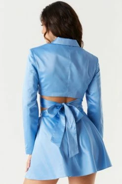 Stitches Ladies Long Sleeve Crossover Self-Tie Satin Blazer