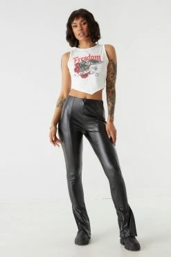 Stitches Ladies Pointed Hem Freedom Graphic Cropped Tank Top 5 Stitches Ladies Pointed Hem Freedom Graphic Cropped Tank Top