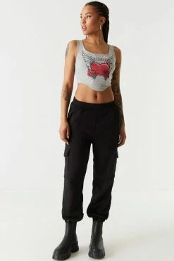 Stitches Ladies Heart Breaker Graphic Corset Tank 5 Stitches Ladies Heart Breaker Graphic Corset Tank